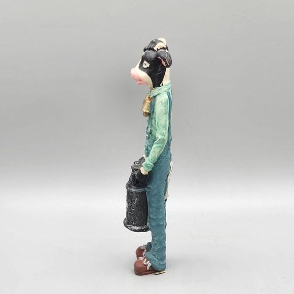 Tall Skinny Mr. Cow with Milk Can Resin Figurine 5.75" Farm Country - Picture 2 of 7